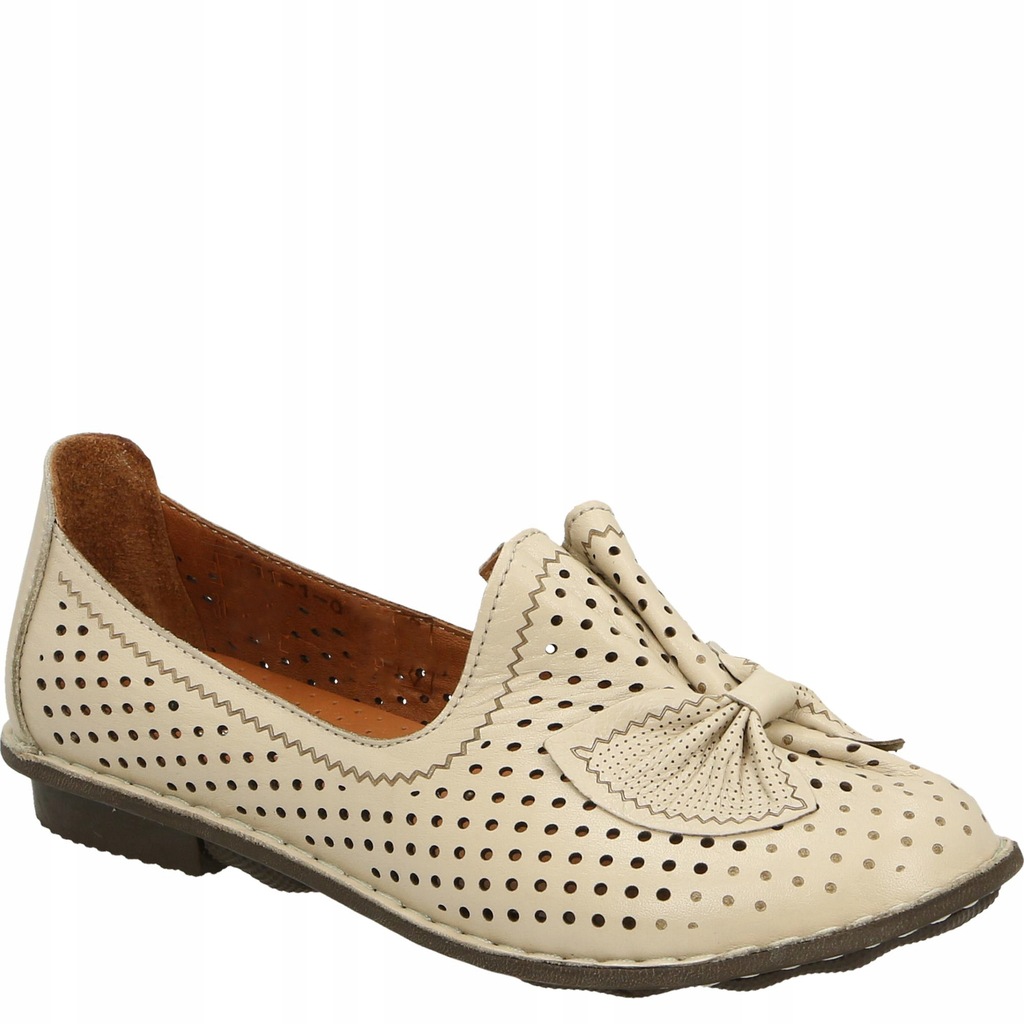 MOKASYNY VENEZIA 131-1 03 BEIGE SKÓRZANE roz. 38