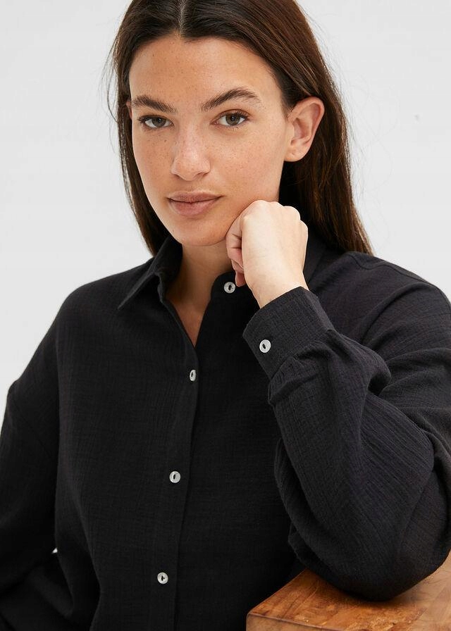 40 Bonprix WW NOCNA KOSZULA CZARNA OVERSIZE