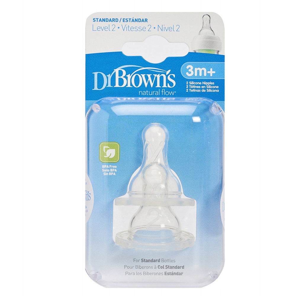 DR. BROWN'S Smoczek do butelki POZIOM 2 3M+ 2 SZT - 7643366163