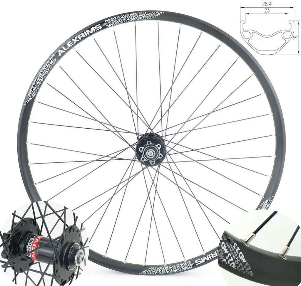 Koło rowerowe przednie 26 Alexrims MD21 czarne - 12467154837 ...