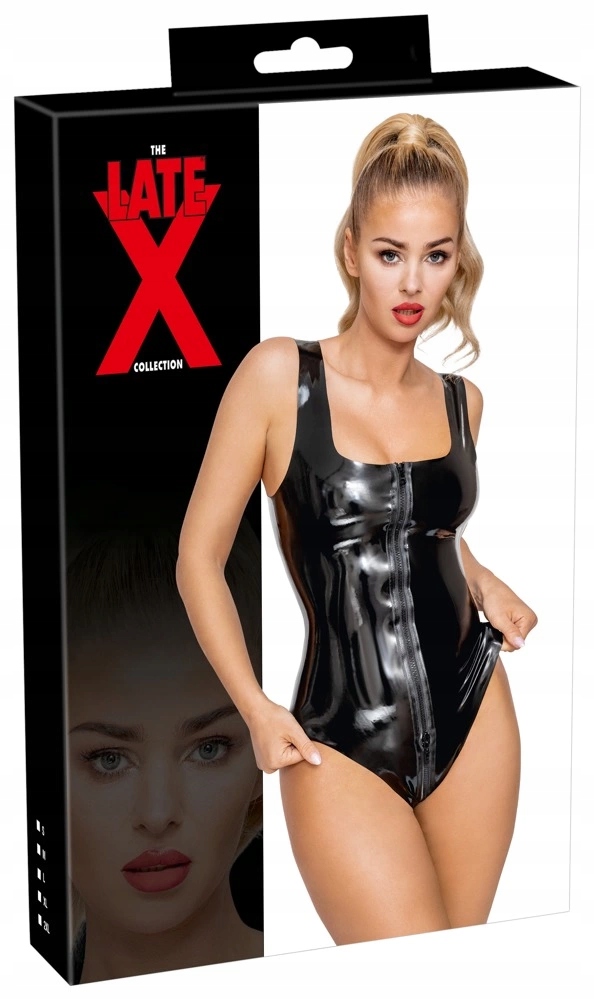 Czarne lateksowe body z zamkiem LateX S