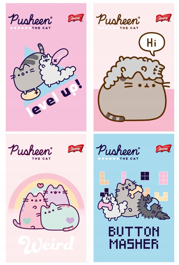 ZESTAW NOTES A6 NOTATNIK 50k KOT PUSHEEN - 4szt