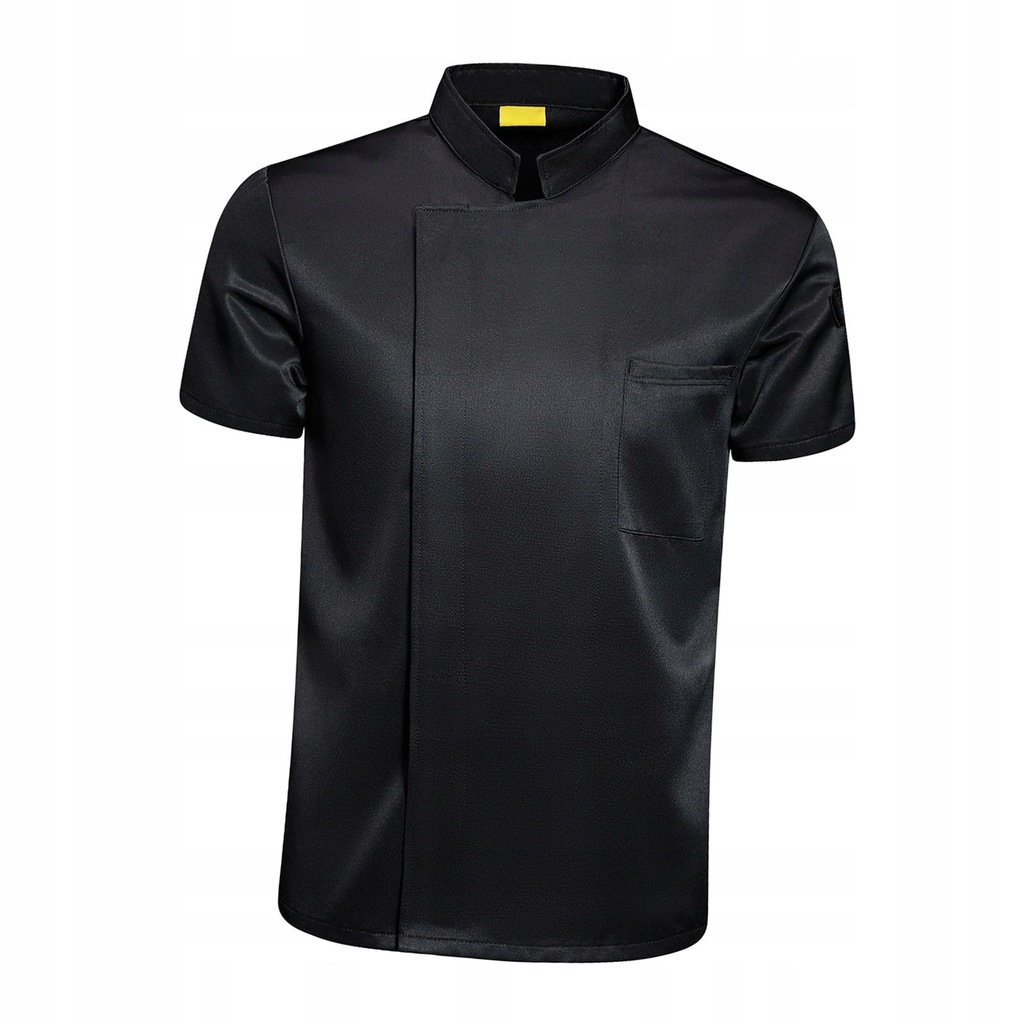 Unisex Chef Coat Short Sleeve Catering Shirt Waiter Waitress Black Medium