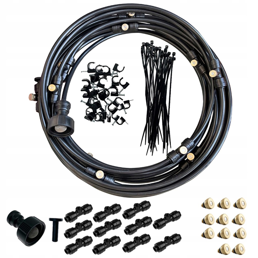 Patio Misters Water Spray Kit Black 9m 86Pieces 13278189888 oficjalne archiwum Allegro