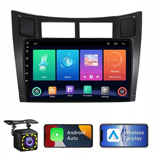 Radio samochodowe TOYOTA YARIS 2005-2012 ANDROID 2+64GB 2DIN CARPLAY KAMERA