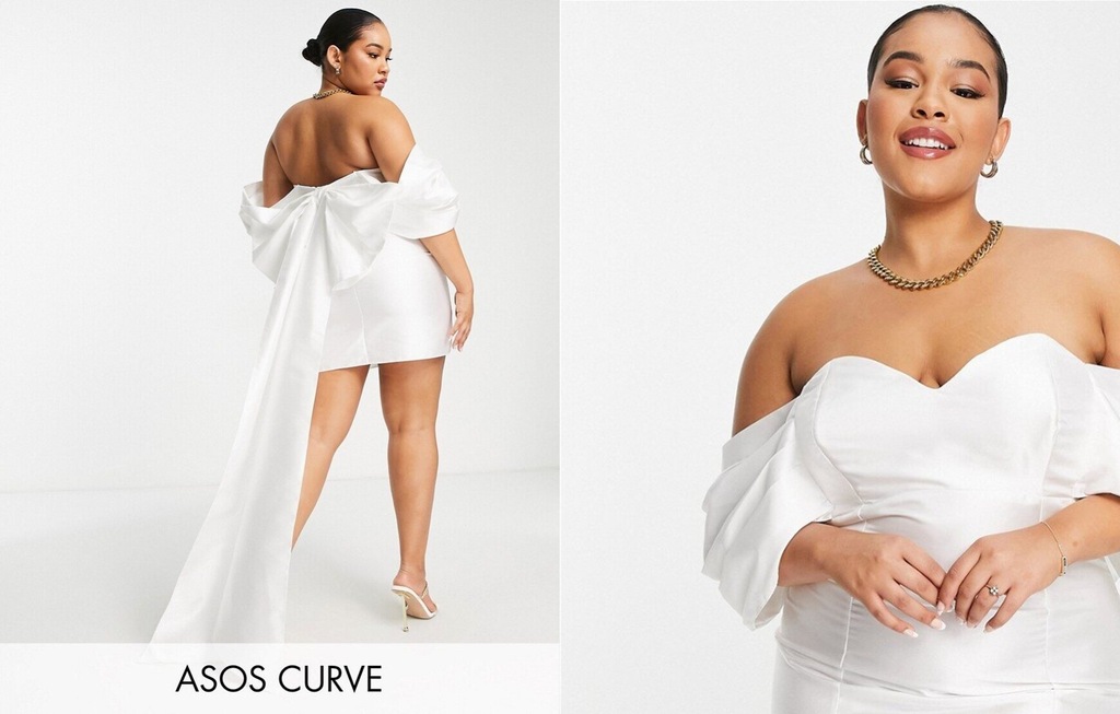LUXE Curve Wedding sukienka mini z dużą kokardą 56