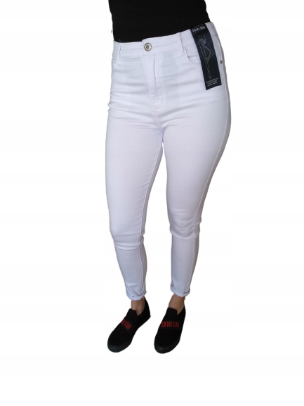 Spodnie damskie Goodies Białe Klasyczne Rurki 36