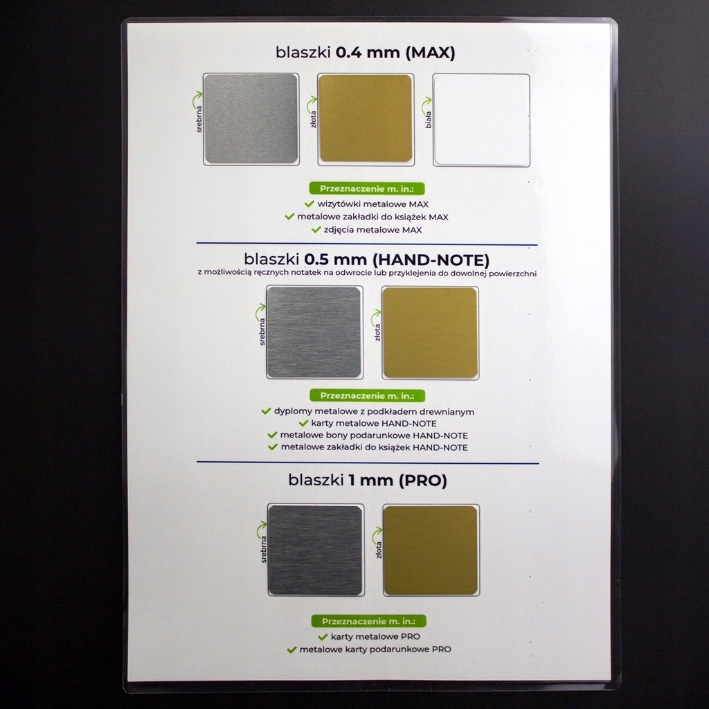 Próbnik blaszek metalowych