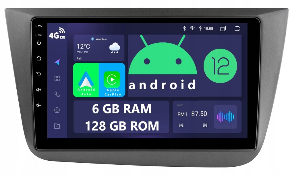 NAWIGACJA 2DIN RADIO ANDROID SEAT ALTEA XL 6/128GB DSP CARPLAY LTE