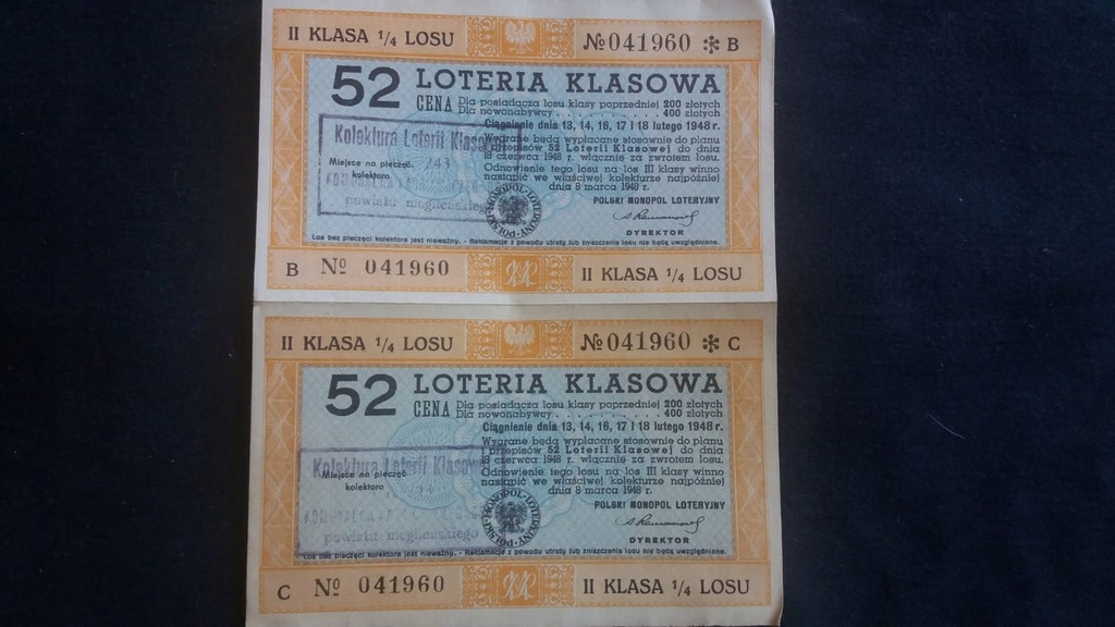 LOS-52 LOTERIA KLASOWA 1948r.