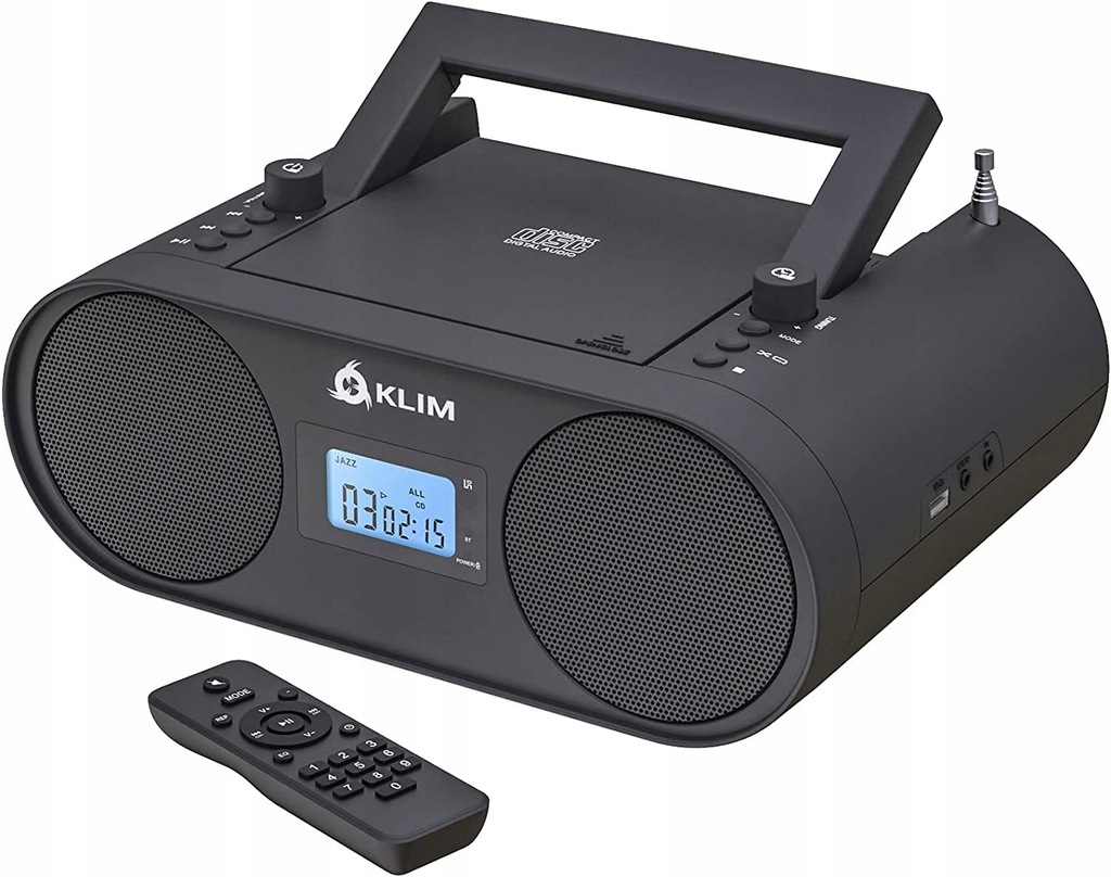 KLIM Boombox B4 CD-MP3 Radio FM BT USB Pilot Czarny