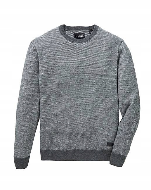 Firetrap TJ00206 Sweter Męski Bawełna Szary M