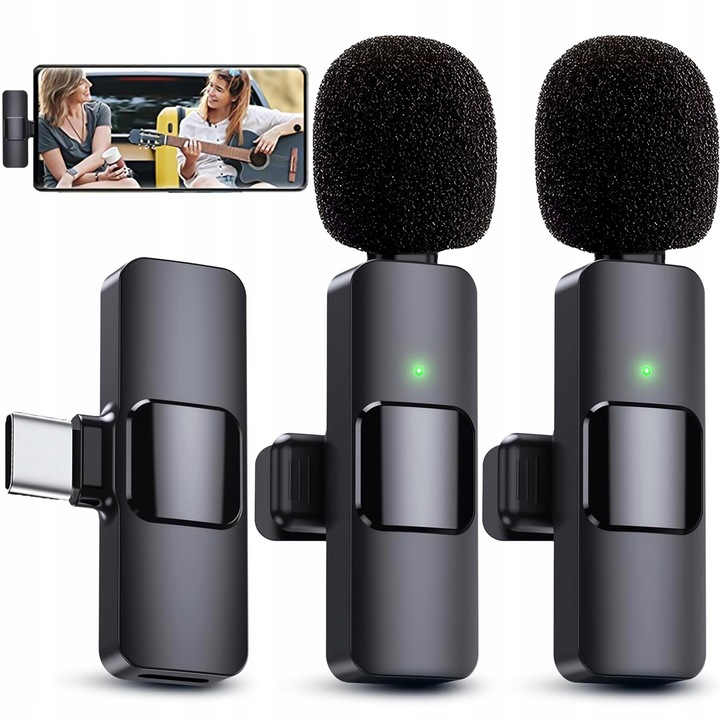 MIKROFON KRAWATOWY BEZPRZEWODOWY MINI ZESTAW 2 MIKROFONÓW K15 DOUBLE