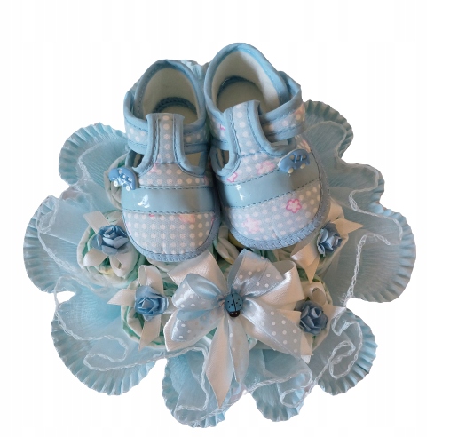 Bukiet z 10 pampersów pieluszek buciki Chrzest