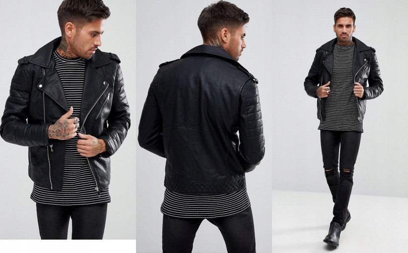 H9B404*RIVER ISLAND KURTKA MĘSKA CZARNA BIKER SJ00