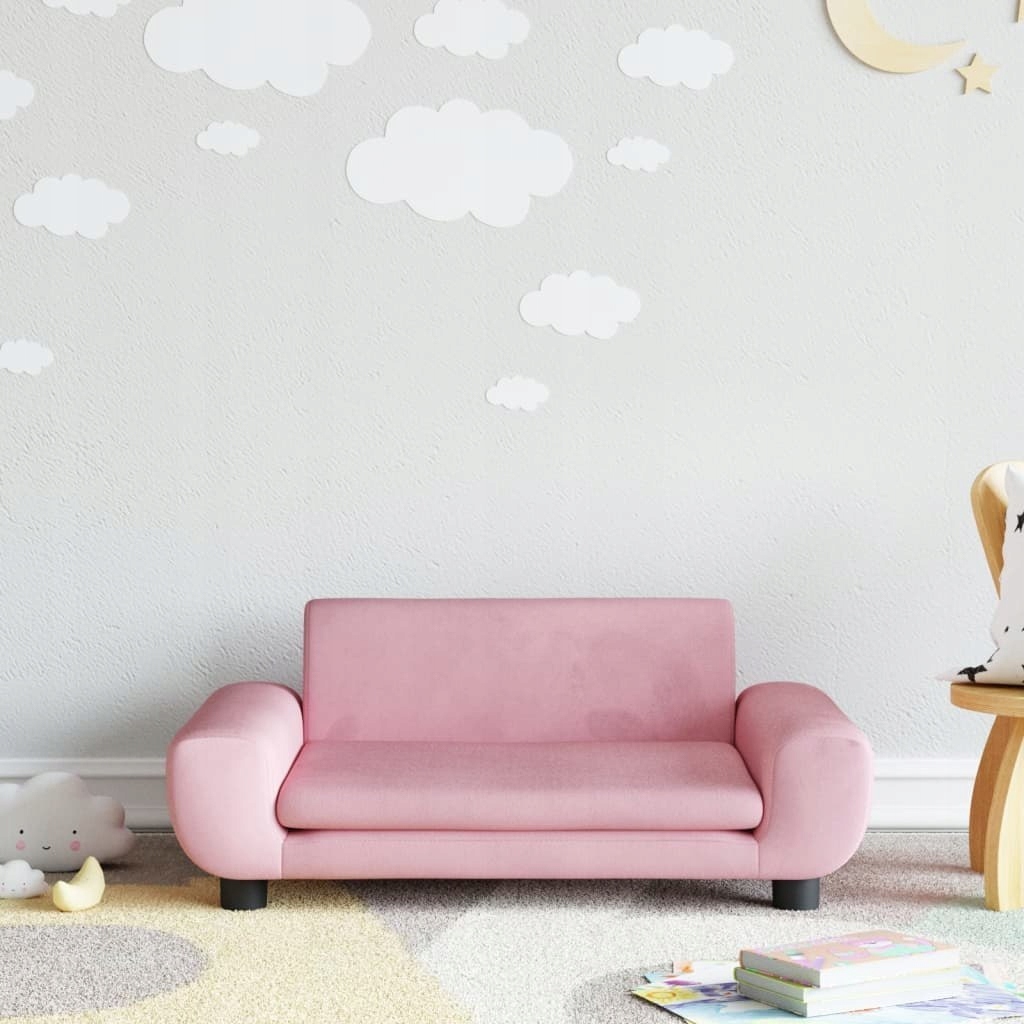 Sofa dla dzieci, różowa, 70x45x33 cm, aksamit Luma