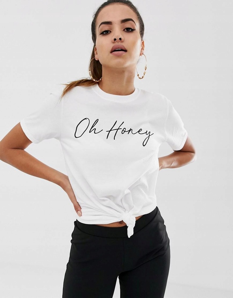 MISSGUIDED__XDI BIAŁY T-SHIRT Z NADRUKIEM__S