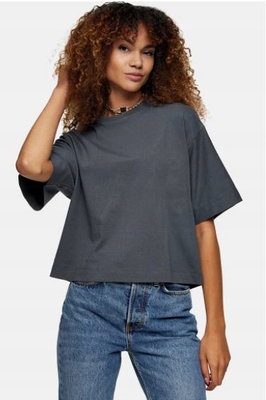 TOPSHOP T-SHIRT SZARY KLASYCZNY GŁADKI 36/38 DZA