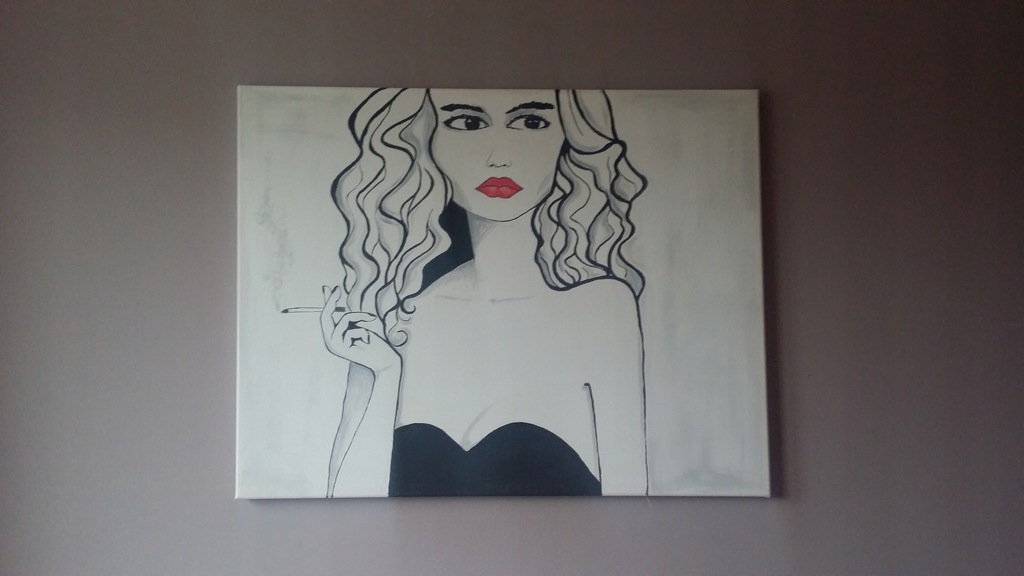 Obraz ręcznie malowany akryl 90x70 pop art kobieta