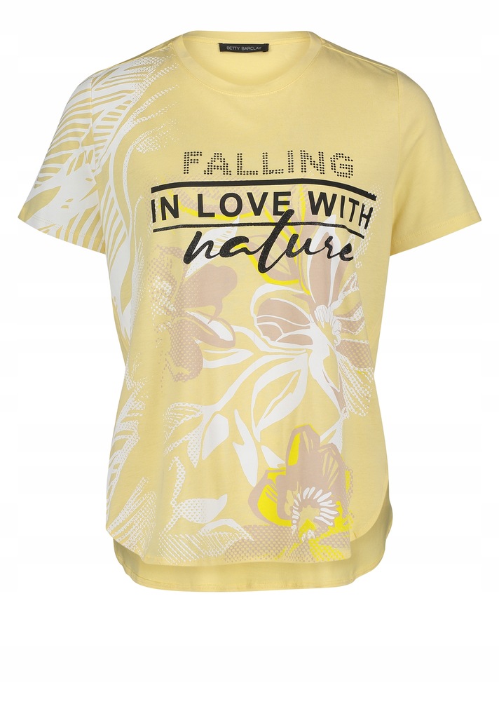 T-shirt BETTY BARCLA żółty z napisami 36