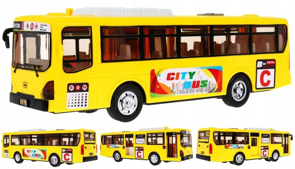 Interaktywny Autobus szkolny dla dzieci 3+ żółty + Otwierane drzwi + Dźwięk