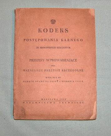 'Kodeks postępowania karnego ze skorowidzem' 1952