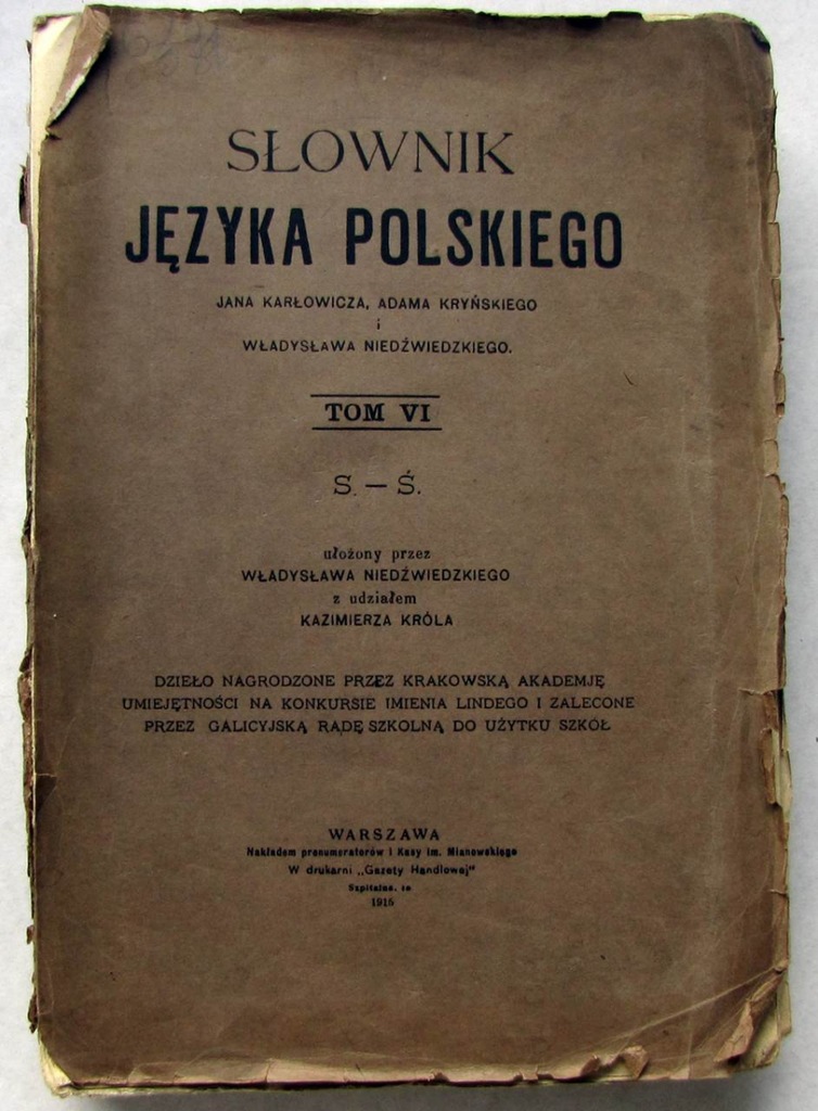 Karłowicz Słownik Języka Polskiego t. VI