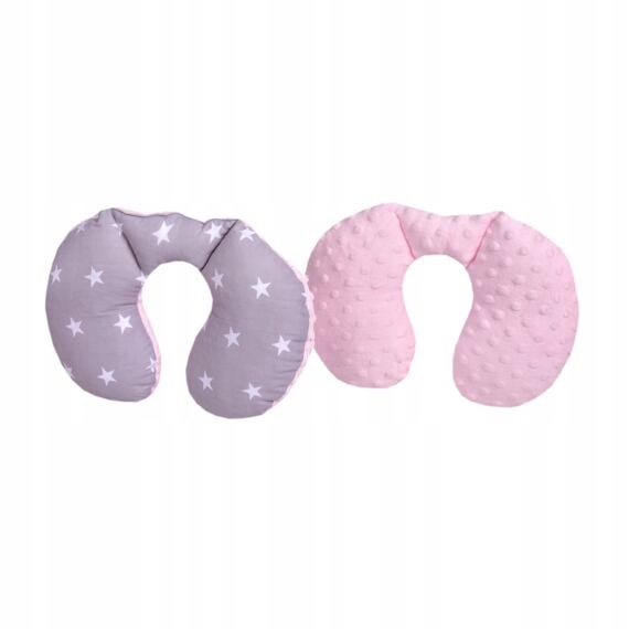 PODUSZKA PODRÓŻNA ROGAL ZAGŁÓWEK minky bawełna gwiazdki różowy