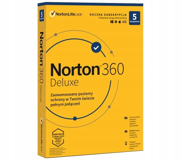 Oprogramowanie Norton 360 Deluxe 50GB 5 urządzeń
