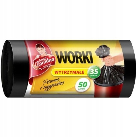 WORKI NA ŚMIECI 35 L HDPE CIENKIE CZARNE W ROLI (5