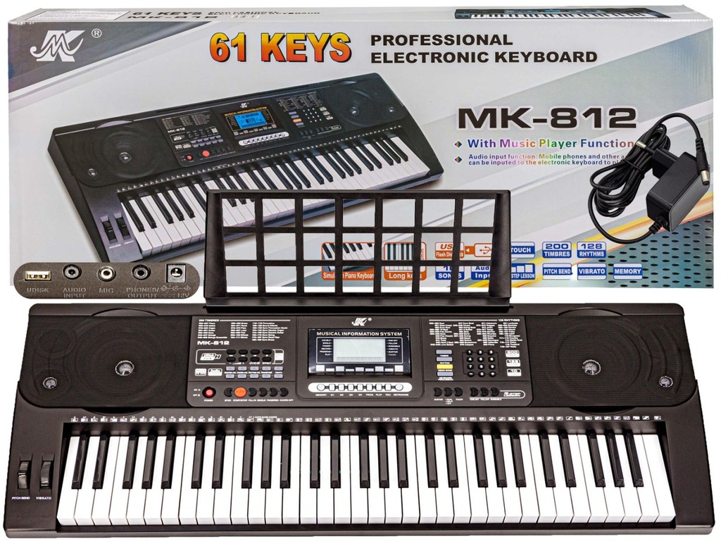 Keyboard Organy 61 Klawiszy Zasilacz MK-812 Meike