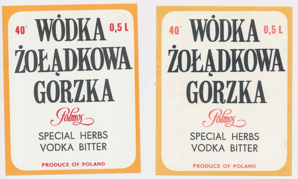 4794. Etykiety alkoholowe Wódka Żołądkowa Gorzka (2szt)