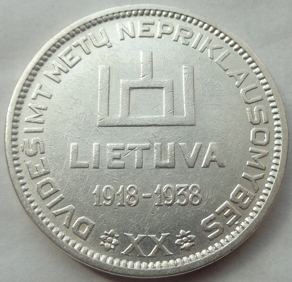 LITWA - 10 Litu / Litów - 1938 - 20-lecie / srebro