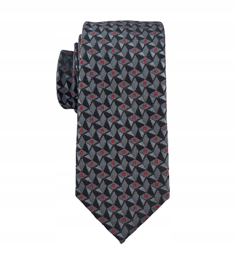 Elegancki krawat męski czarno szary wzór 6cm