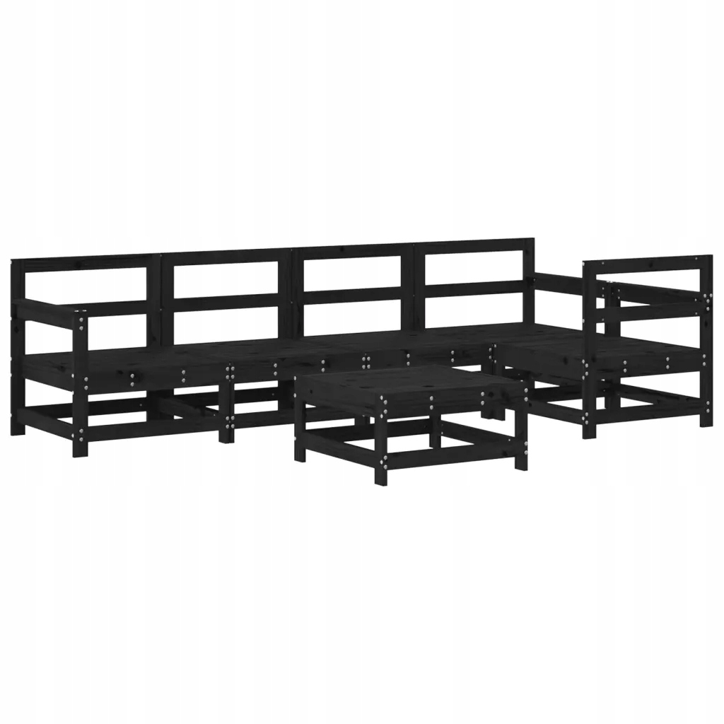 Zestaw Wypoczynkowy Ogrodowy Lite Drewno Sosnowe Czarny