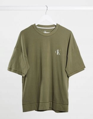 CALVIN KLEIN KHAKI T-SHIRT Z KRÓTKIM RĘKAWEM M ADG