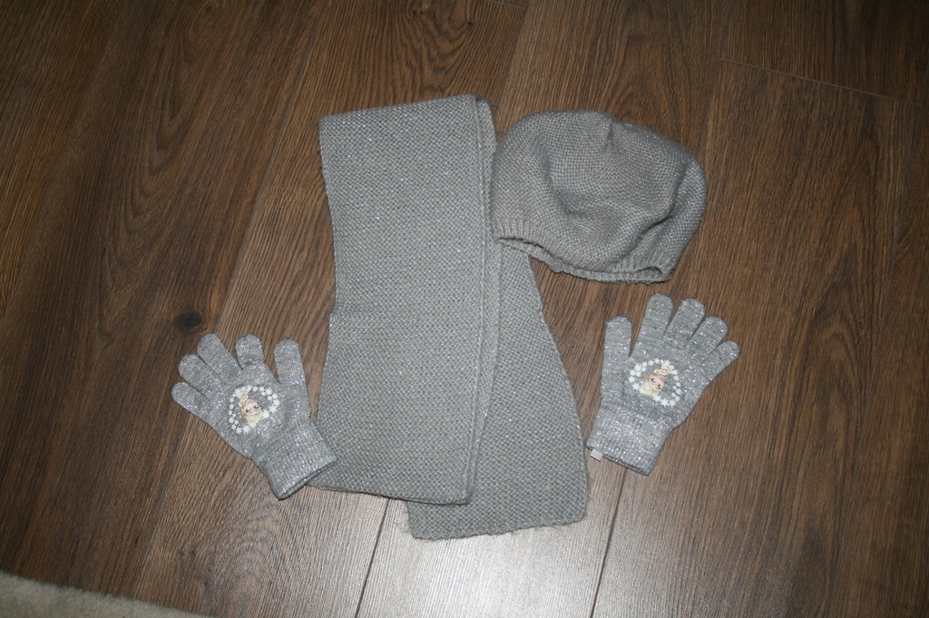 ZARA h&m szary zestaw czapka szalik rękawiczki