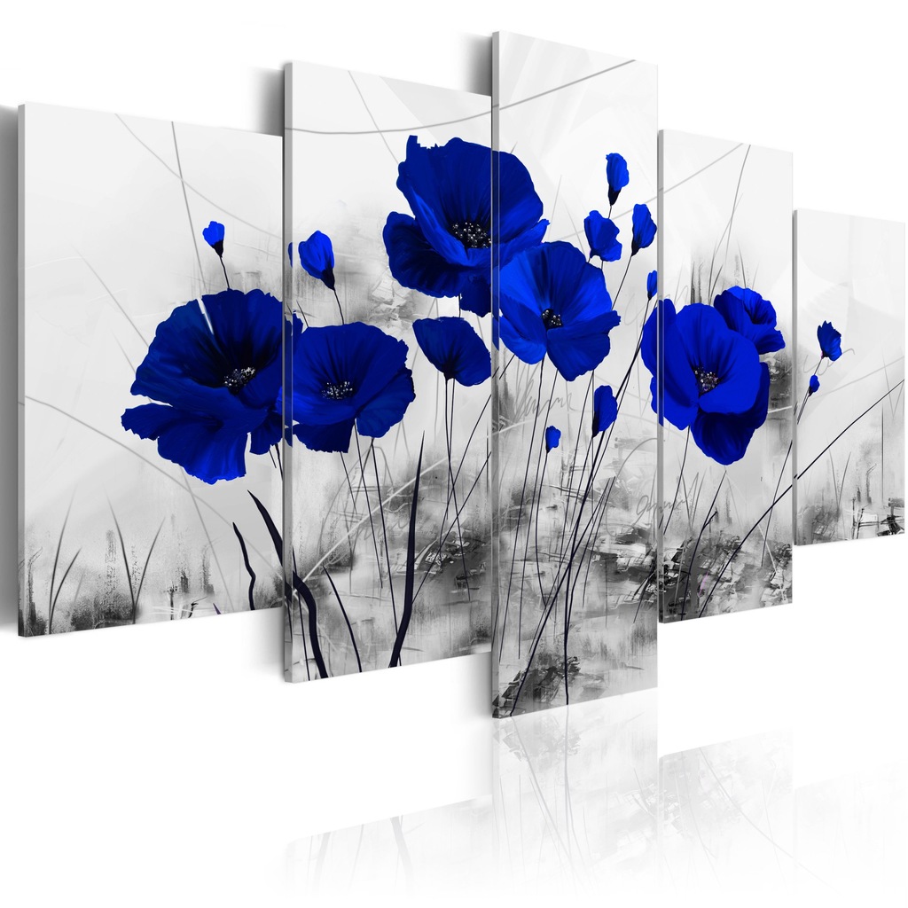 OBRAZ 200x100cm KWIATY MAKI CHABROWY SZARY 0107-14