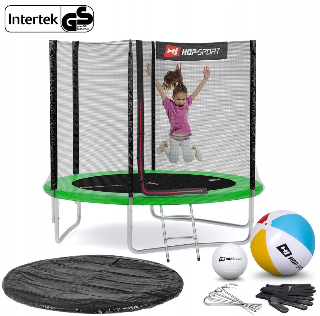 Trampolina Hop-Sport 8ft(244cm) zielona zewnętrzną