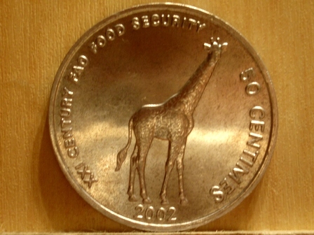 KONGO DEM.- 50 centów 2002, żyrafa, UNC !
