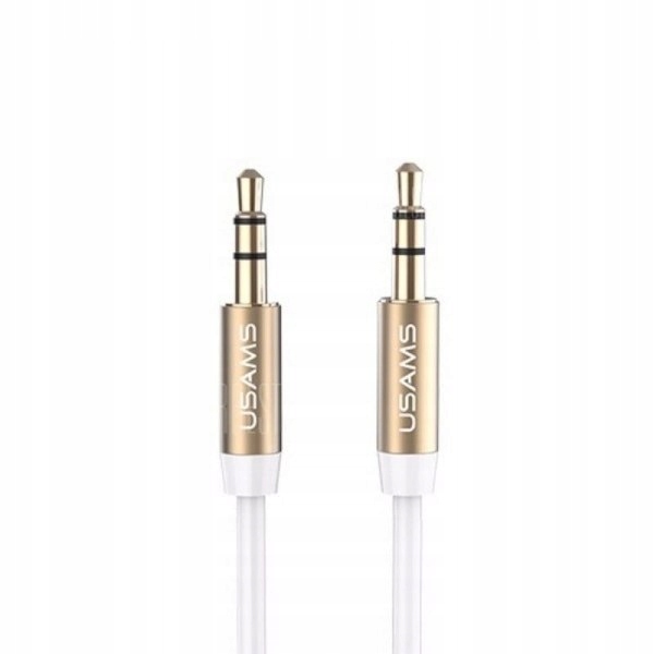 USAMS Adapter audio jack 3,5m - 3,5m 1m biały/white YP102 (YP-01)