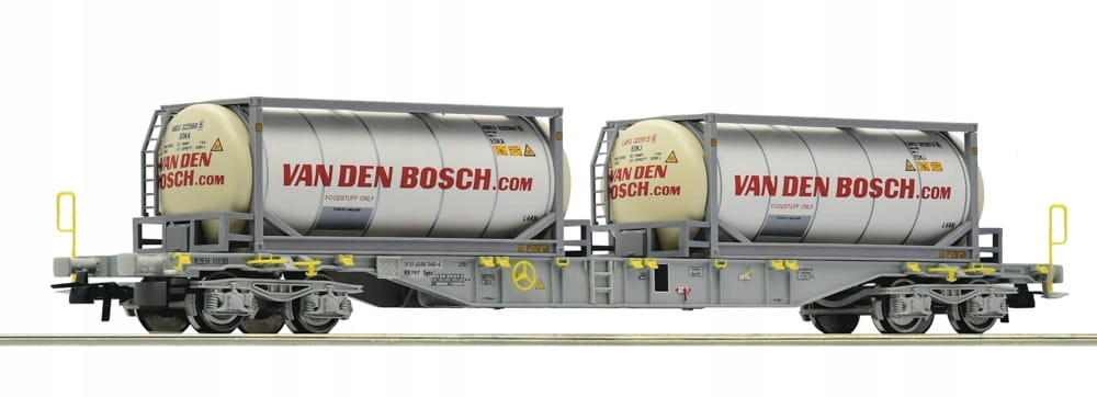 Roco 77347 H0 Wagon platforma PKP z dwoma kontenerami cysternami