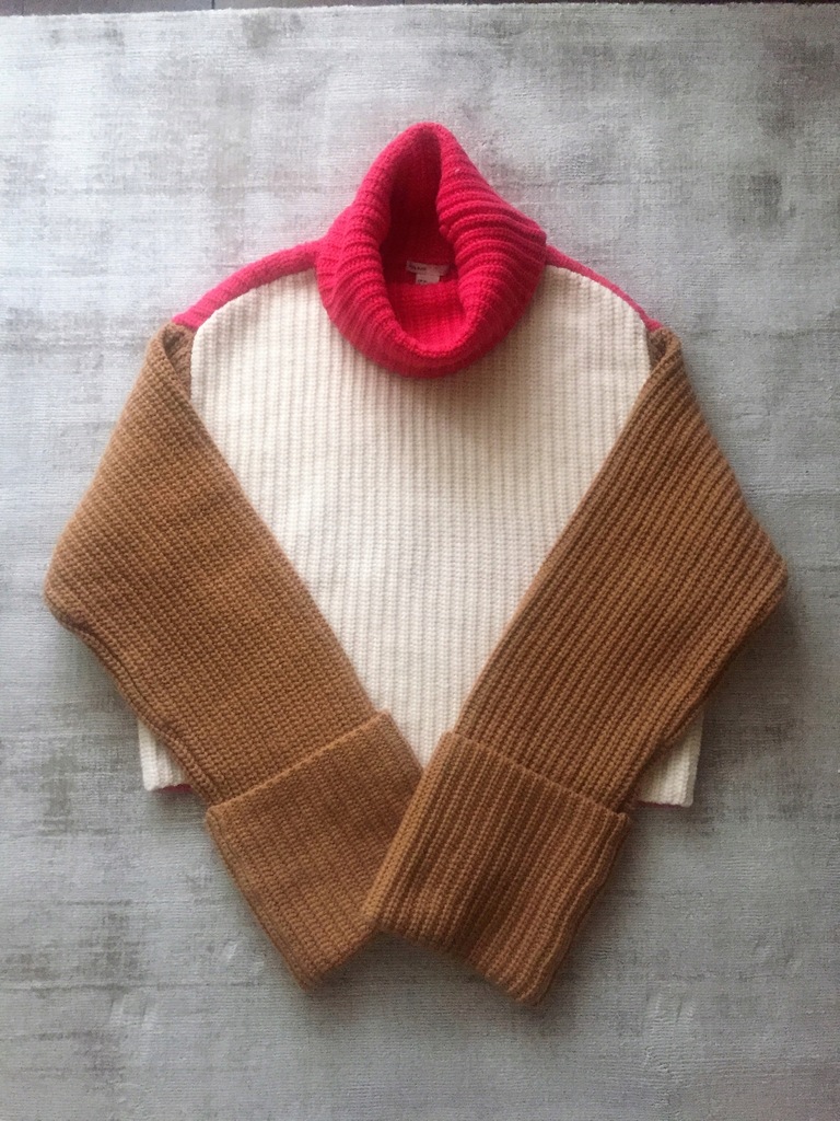 kolorowy sweter H&M wełna/kaszmir r. 32