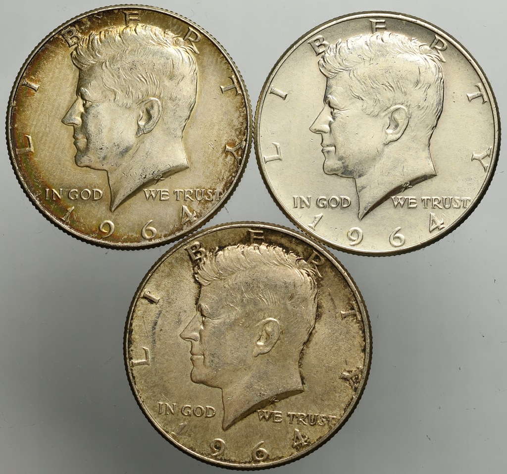 39. USA, half Dollar, Kennedy 1964 , lot 3 sztuki