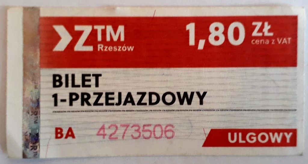 Kod/Voucher - 1-raz. bilet kom. miejskiej, ulgowy