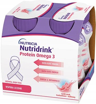 Nutridrink Protein Omega 3 rześki smak truskawkowo