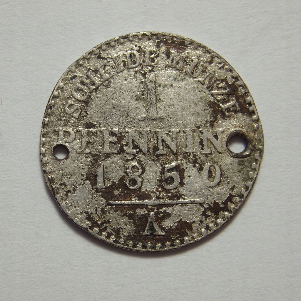 1 Pfenning, Prusy, 1850r. X7798