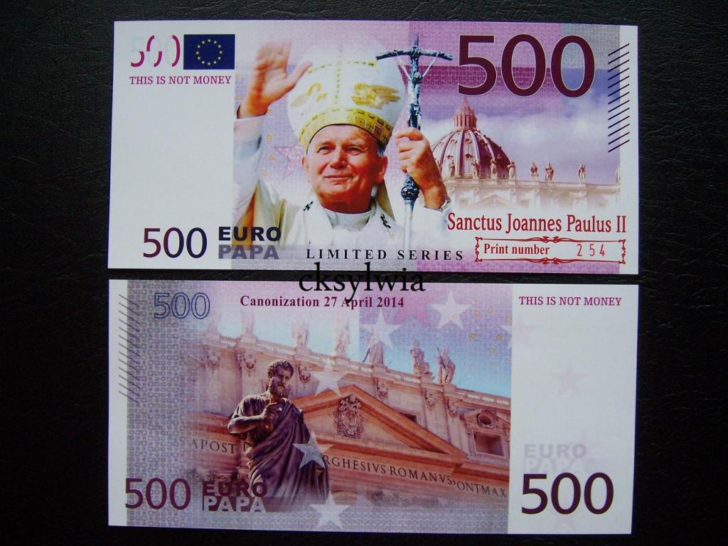 500 EuroPapa Jan Paweł II banknot kanonizacyjny!