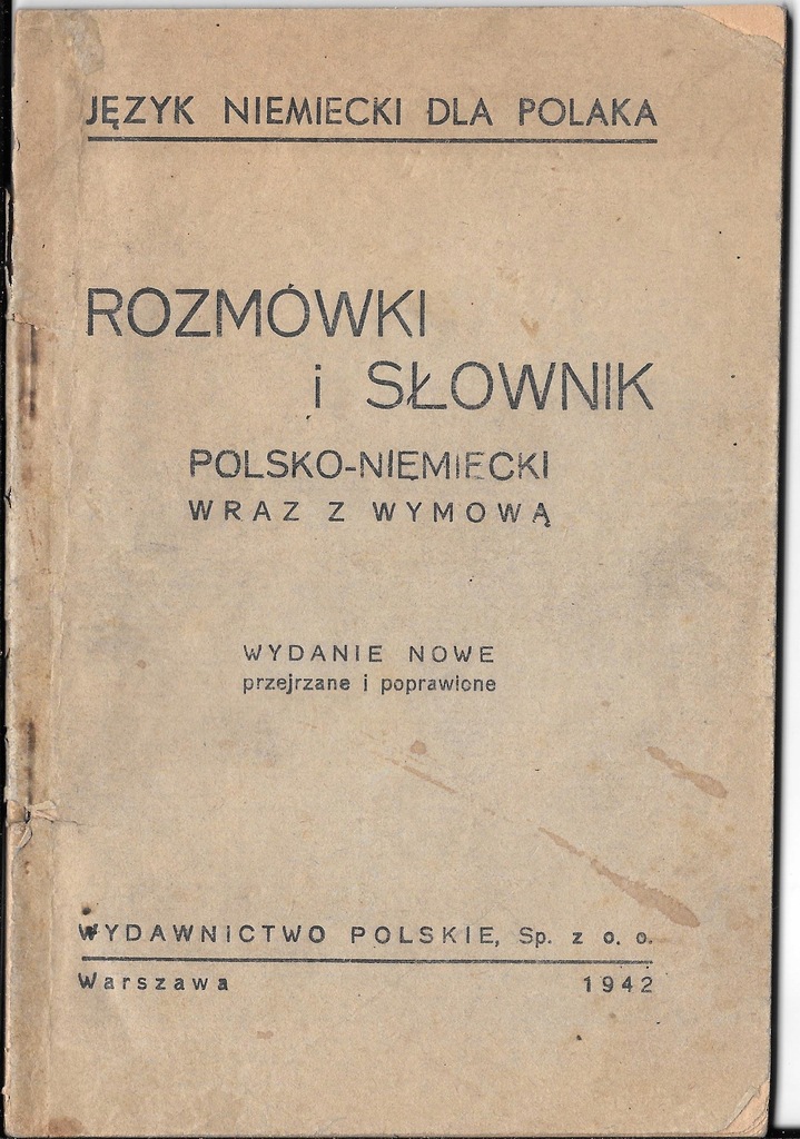 Język niemiecki dla Polaka 1942r.