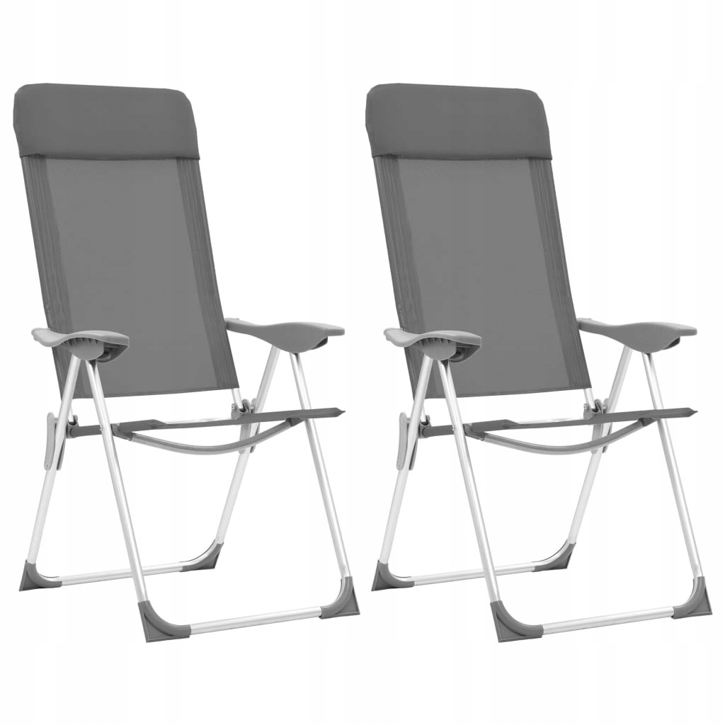 VidaXL Składane krzesła turystyczne, 2 szt., szare